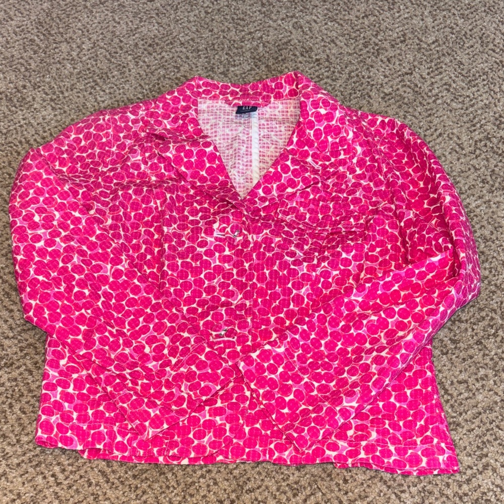 GAP Pink and White Printed Lightweight Blazer 6